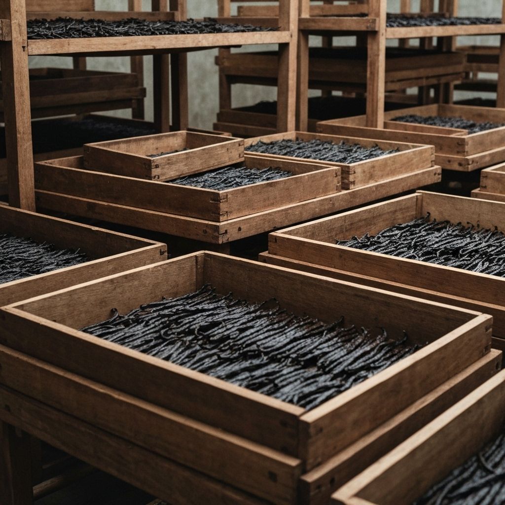 Traditional vanilla curing process in Indonesia